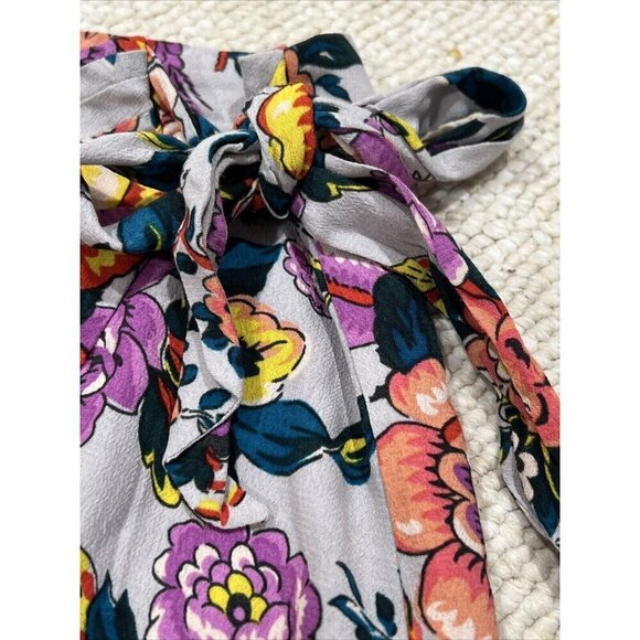 LOFT Skirt Size 10 Floral Faux Wrap Grey Purple NEW NWT - Picture 3 of 7